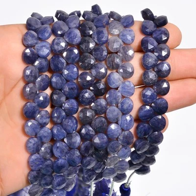 Cuentas facetadas de piedras preciosas de sodalita natural en forma de corazón 6X6X3 mm hilo 20-25 piezas Foto 1 de 4