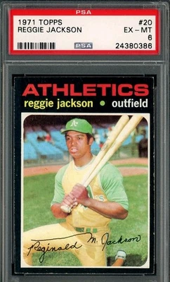1971 Topps #20 Reggie Jackson Oakland A's Salón de la fama PSA 6 Foto 1 de 2