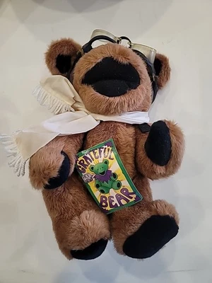Grateful Dead Bear 1990 con etiqueta 12" articulado marrón aviador piloto azul líquido  Foto 1 de 4