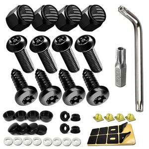 Anti Theft License Plate Screws- Black Security Bolts Fasteners for M6, - Picture 1 of 7