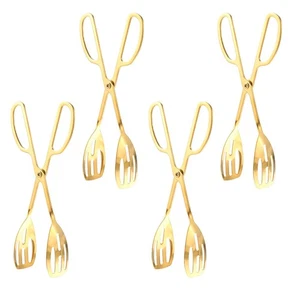 4 Pcs Gold Serving Tongs, Stainless Steel Serves Utensils 10 Inch Mini Salad ... - Picture 1 of 7