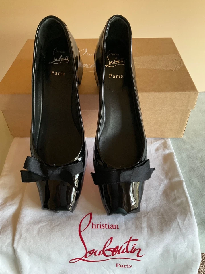 $795 Christian Louboutin Mamaflirt 30 Leather Ballerina Pumps Black EU 39 US 9 - Image 1 of 4