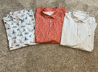 3 polos de golf Vineyard Vines Sankaty con varias impresiones ~ XL Foto 1 de 4