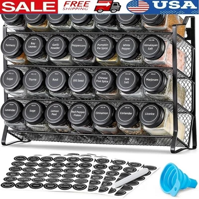 Frascos de vidrio organizadores para especias de 4 niveles con tapas herméticas y embudo plegable nuevo Foto 1 de 4