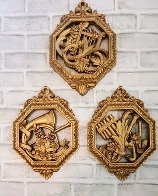 复古 Homco 金壁挂 3 件套乐器 — 第 1/4 张图片