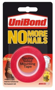 Unibond No More Nails - Double Sided Mounting Hanging Tape Roll RED Permanent - Photo 1 sur 1