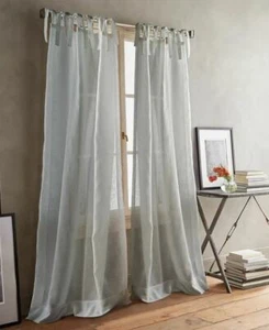 DKNY Paradox Pencil Pleat Sheer Window Panels, Pair, 50" x 108" in Silver Color - Picture 1 of 9