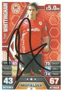 PETER WHITTINGHAM SIGNED CARDIFF 2013/2014 MATCH ATTAX CARD+COA **R.I.P**
