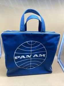 VINTAGE RARA borsa da trasporto Pan Am retrò anni 70 compagnia aerea - blu - Foto 1 di 4