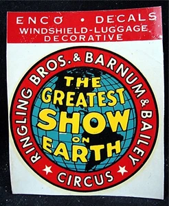 1950 Klingeln Barnum & Bailey Zirkus Wassertransfer Enco Aufkleber Schild unbenutzt Lagerbestand - Bild 1 von 1