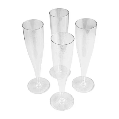 10 x Argento Brillantini Calici per Champagne 175ml Prosecco Occhiali Confezione - Immagine 1 di 4
