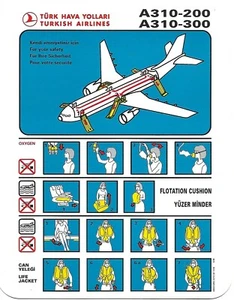 Safety Card - THY Turkish - A310 200 300 - c1998 (S4508) - Bild 1 von 1