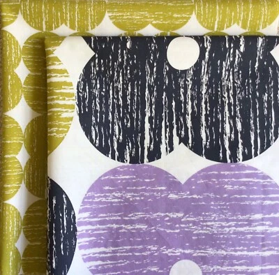 Bundle 2 x 50cm Square Orla Kiely Textured Flower Fabric Lightweight New - Image 1 of 4