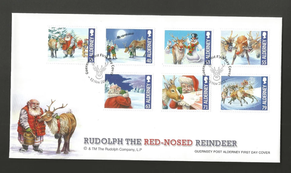 ALDERNEY 2013 CHRISTMAS RUDOLPH THE REINDEER SET on UNADDRESSED FIRST DAY COVER - Image 1 of 1