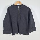 John Lewis womens knit jumper size S wool blend charcoal grey 1/2 zip 043404
