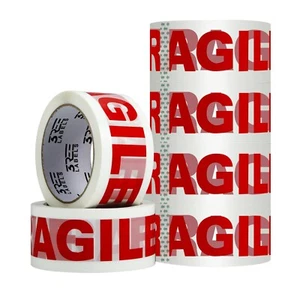 6 x Fragile Packaging Parcel Packing Strong Tape 48mm x 66m Box Sealing Rolls - Picture 1 of 12