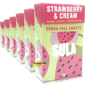 6x Sula STRAWBERRY & CREAM Sugar Gluten Free Hard Boiled Sweets 42g - Picture 1 of 2