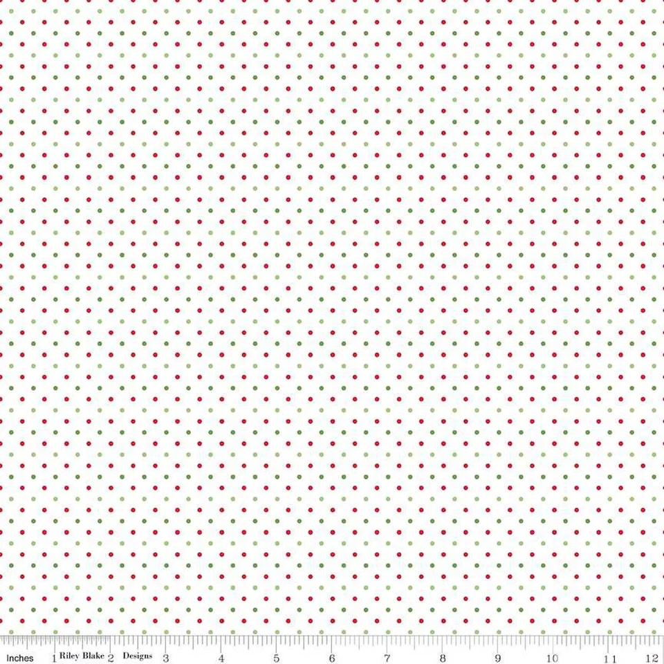 Fat Quarter Riley Blake Basics Swiss Dot (Printed) Christmas On White Cotton - Image 1 of 1