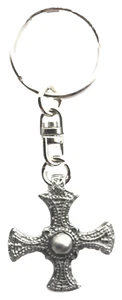 St.Cuthberts Cross Handcrafted In Solid English Pewter Keyring Hin - KR799 - Picture 1 of 3