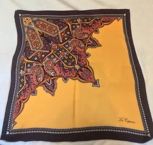 NEW LES COPAINS Gold Brown Paisley Silk Scarf - 19” Square - Picture 1 of 8