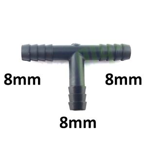 T-Piece Barbed 8 mm Tube Hose Pipe Connector Fitting Joiner Air Water Fuel
