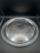 Wm A Rogers & Son Silver Plated 12" Serving Platter Tray Braided Rim Vintage 171