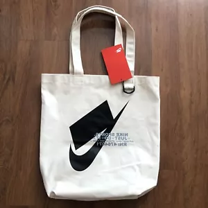 Nike Unisex Heritage Tote Bag Natural Off White Cream Black NEW BA6027-130 - Picture 1 of 7