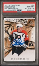 2021 SP Game Used Eric Lindros Hard Signed Gold Fragment Card #116 PSA 8 POP 1