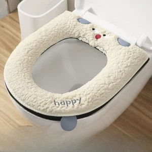 with Zipper Toilet Cover Gasket Waterproof Toilet Seat Cushion Winter - Imagen 1 de 12