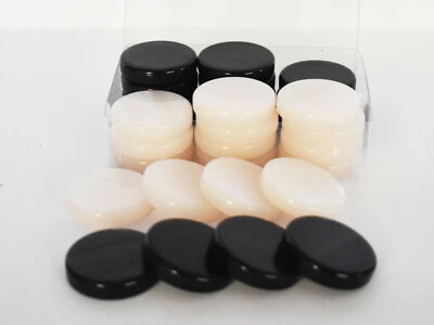 30 Acrylic Backgammon Checkers - Chips Black & White 1.4 inches - High Quality — 第 1/2 张图片