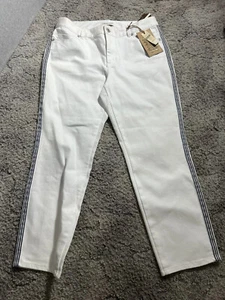 Coldwater Creek Caprihose Damen weiß Größe 10 natürliche Passform schmales Bein Baumwolle/Po - Bild 1 von 10
