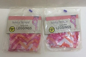 Bobbie Brooks For Girls Super Soft Leggings Size 6/6X, Pink Orange Chevron, 2-Pc - Picture 1 of 3