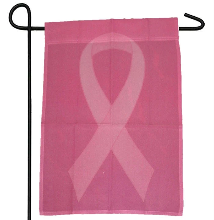 BREAST CANCER PINK RIBBON AWARENESS GARDEN BANNER/FLAG 12"X18" SLEEVED POLY - Image 1 of 1