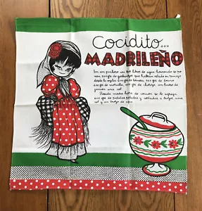 Unused Vintage Spanish Recipe Tea Towel - Madrid Stew - Cocidito Madrileno - Picture 1 of 4