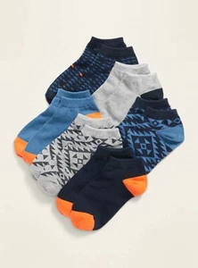 Old Navy Kids Boys Geometric Solid No Show Socks 6 Pack Size Medium - Picture 1 of 1
