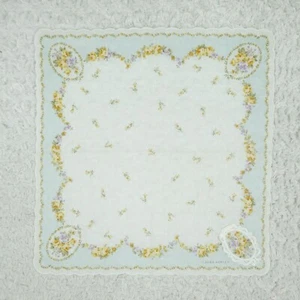 M881 LAURA ASHLEY Flower Cotton Scarf Scarves Pocket Square 17" X 17.5" - Picture 1 of 8