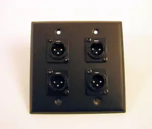 Procraft DPL-4XM-BK 2 Gang schwarz Stahl Wandplatte geladen mit 4) XLR-Stecker - Bild 1 von 1