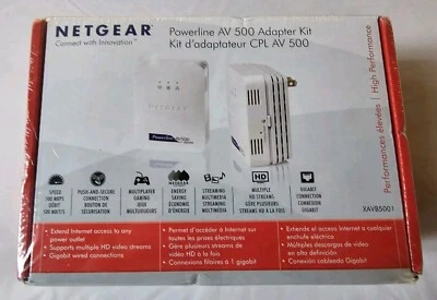 Netgear XAVB5001-100NAS Powerline AV 500 Adapter Kit SEALED - Image 1 of 4
