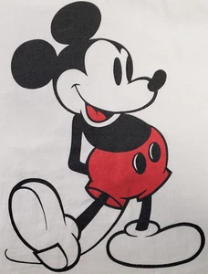 VTG DISNEY CHARACTER FASHION MICKEY T SHIRT MENS XL WHITE RINGER 80s U.S.A. FLAW - Picture 1 of 17