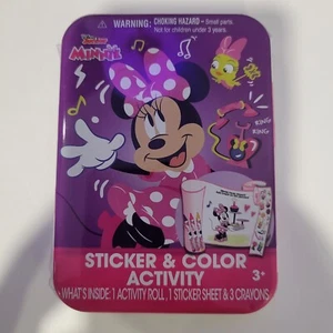 Disney Junior Minnie Mouse Sticker & Color Activity Set In Tin - Picture 1 of 2