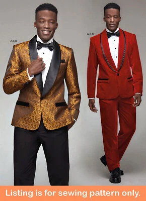 SEWING PATTERN Mens Clothes Suit - Tuxedo Jacket Coat Formal Pants Bow-Tie 8899 - Image 1 of 3