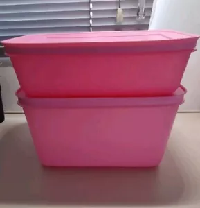 Tupperware Freezer Mates Pair 1litre And 2.5litre Pink Snowflake NIP New - Picture 1 of 8
