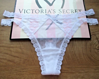 VICTORIA'S SECRET Strappy Thong Panty VS White S M L XL Daisy Lace & Mesh NWT - Image 1 of 4