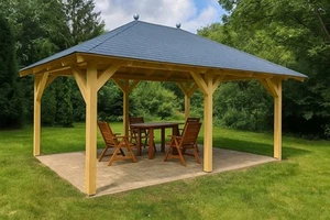 Verzapfter Holzpavillon, Gartenhaus, Pavillon, Gartenpavillon, Sonnenschutz  - Bild 1 von 7