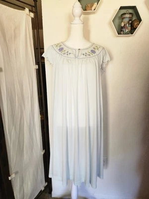 Camisón Babydoll Vintage Años 60 Gilead EE. UU. Azul Pastel Nylon Encaje Midi Talla Med Foto 1 de 4