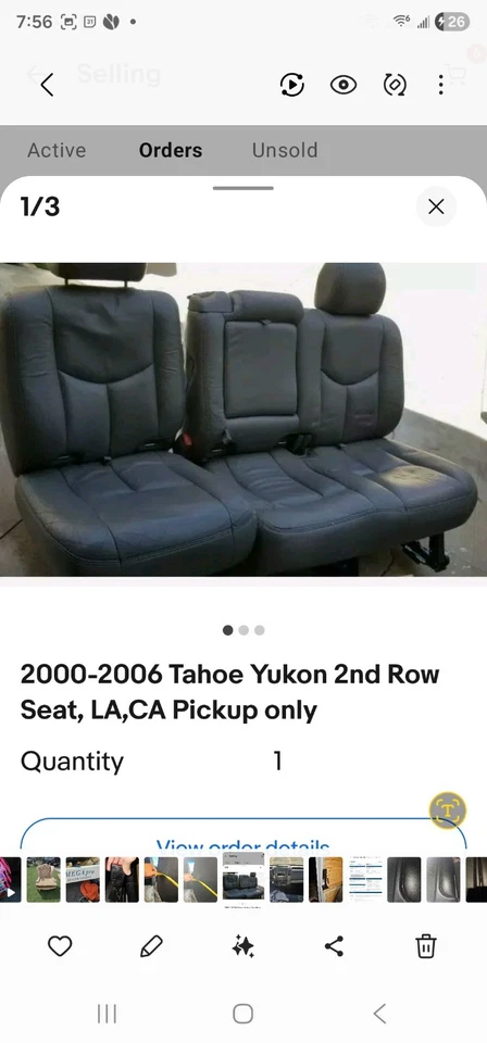 00-06 CHEVROLET TAHOE GMC YUKON COMPLETE REAR SECOND 2ND ROW SEAT BENCH 062316 - Image 1 of 1