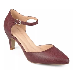 Journee Collection Women Bettie Ankle Strap Stiletto Heels Sz 7.5M Wine Purple - Picture 1 of 6