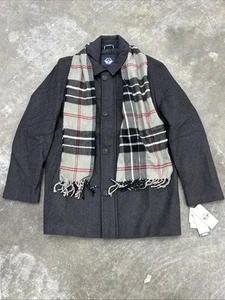 DOCKERS Weston Wool Blend Coat w/ Scarf Adult Large Black Topcoat Pea $180 - Picture 1 of 8