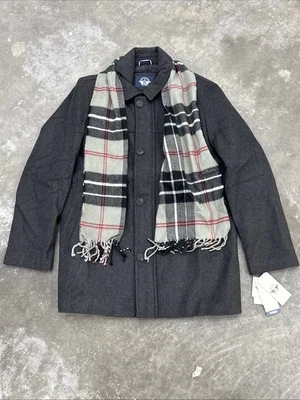 DOCKERS Weston Wool Blend Coat w/ Scarf Adult Large Black Topcoat Pea $180 - Image 1 of 4