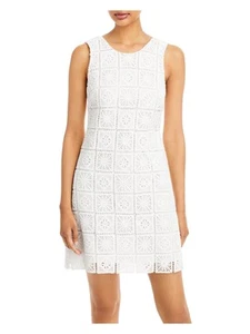 REBECCA TAYLOR Womens White Woven Sleeveless Above The Knee Sheath Dress 2 - Picture 1 of 9